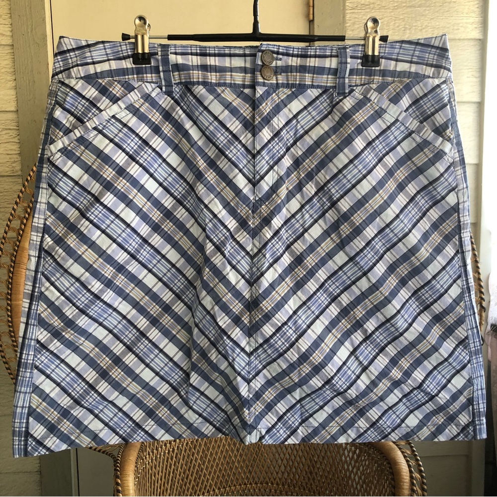 Vintage Blue and White Plaid Pattern Skort Croft & Barrow Size 16
